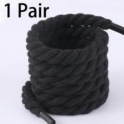 2PCS 120CM Thick Cotton Line Weaving Twisted Rope Bold Shoelaces Women Men Sneakers Low-top Canvas Shoe Laces Strings