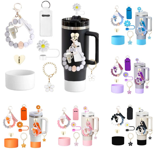 6PCS Cup Accessories Set for Stanley Cup tumbler with handle Including Silicone Straw Topper and Boot, Spill Proof Stopper ﻿