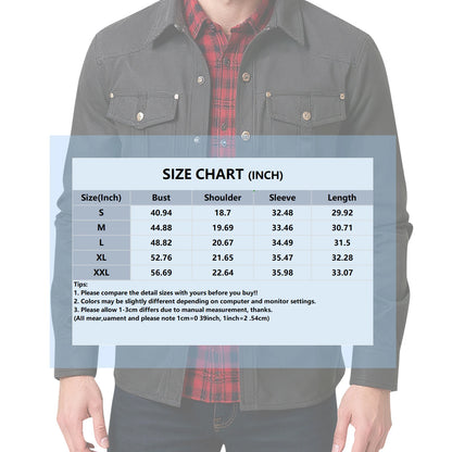 Casual Men's Jacket Men's Jackets Spring Flannel Lined Shirt Coat  Men's Jackets Windproof Western Cowboy Casual Coat