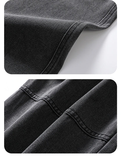 Men's Straight Cargo Jeans New Elastic Waist Multi-pockets Baggy Denim Pants Y2K Fashion Harajuku Streetwear Trousers Male - Premium Kiosk