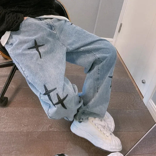 Jeans Men Wide Leg Cargo Pants Streetwear Baggy Men Korean Fashion Loose Straight Male Clothing Y2K Hip Hop Style Male Trousers - Premium Kiosk