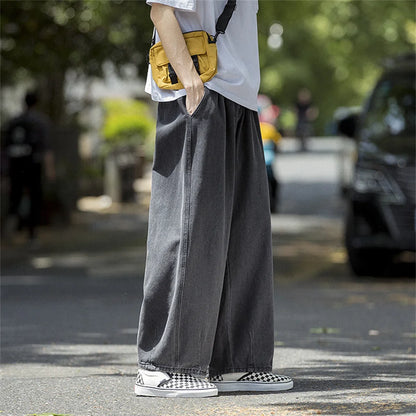 Men Jeans Wide Leg Denim Cargo jean pants Loose Straight Baggy Men's Jeans hip hop Streetwear Skateboard Neutral denim Trousers - Premium Kiosk