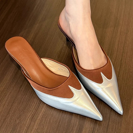 Women Slippers Pointed Toe Sexy Fashion Shoes Elegant Summer Heeled Shoes Woman 2025 Designer Luxury Pumps Dress New Shoes Lady - Premium Kiosk