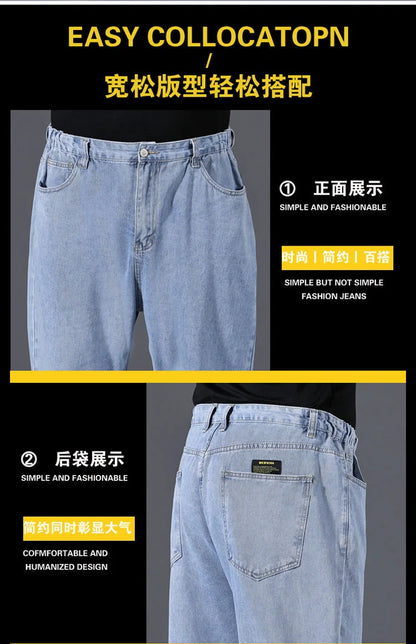 10XL Oversize Wide Legs Jeans Men Soft Cotton Cargo Jeans Plus Size Baggy Men's Trousers Fashion Streetwear Working Jeans Man - Premium Kiosk