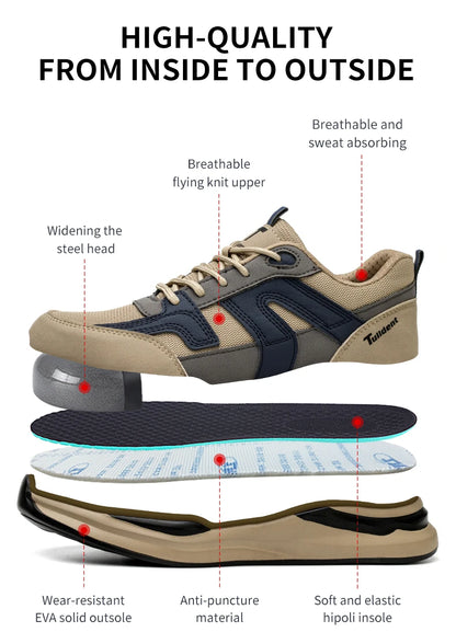 Work Sneakers Steel Toe Shoes Men Safety Shoes Puncture-Proof Work Shoes Boots Indestructible Footwear Security Lightweight