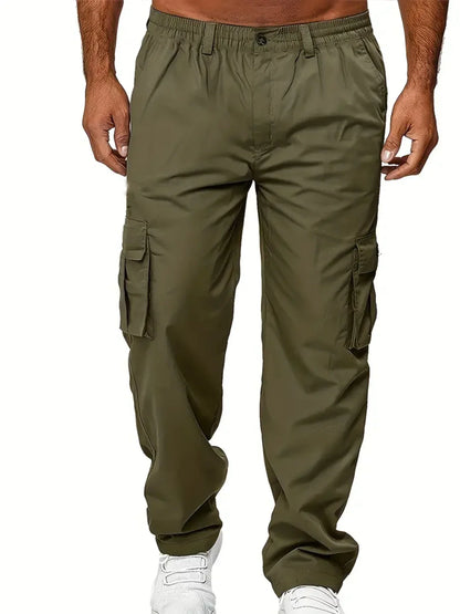 Men's Cargo Pants Sweatpants Outdoor Loose Straight Long Trousers Summer Casual Multi-Pocket Durable Workwear Male Trousers - Premium Kiosk