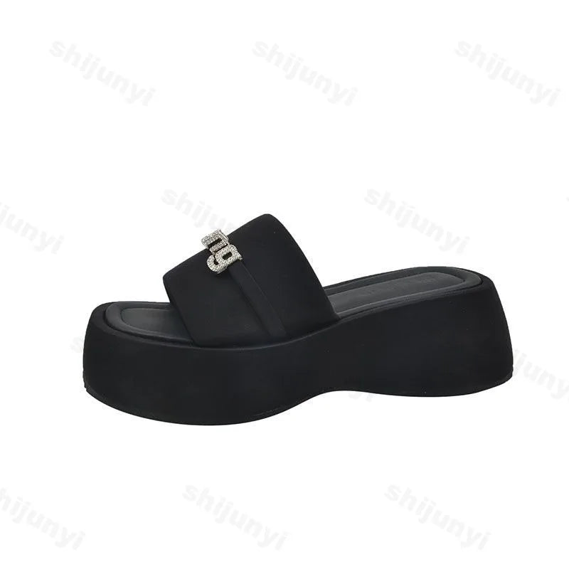 Women's Slippers 2025 New Fashion Comfortable Platform Sandals Concise Outdoor Women‘s Closed Toe Beach Muje Summer Shoes - Premium Kiosk