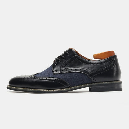 2025 New Brogue Dress Shoes Man Wedding Leather Social Shoe Male