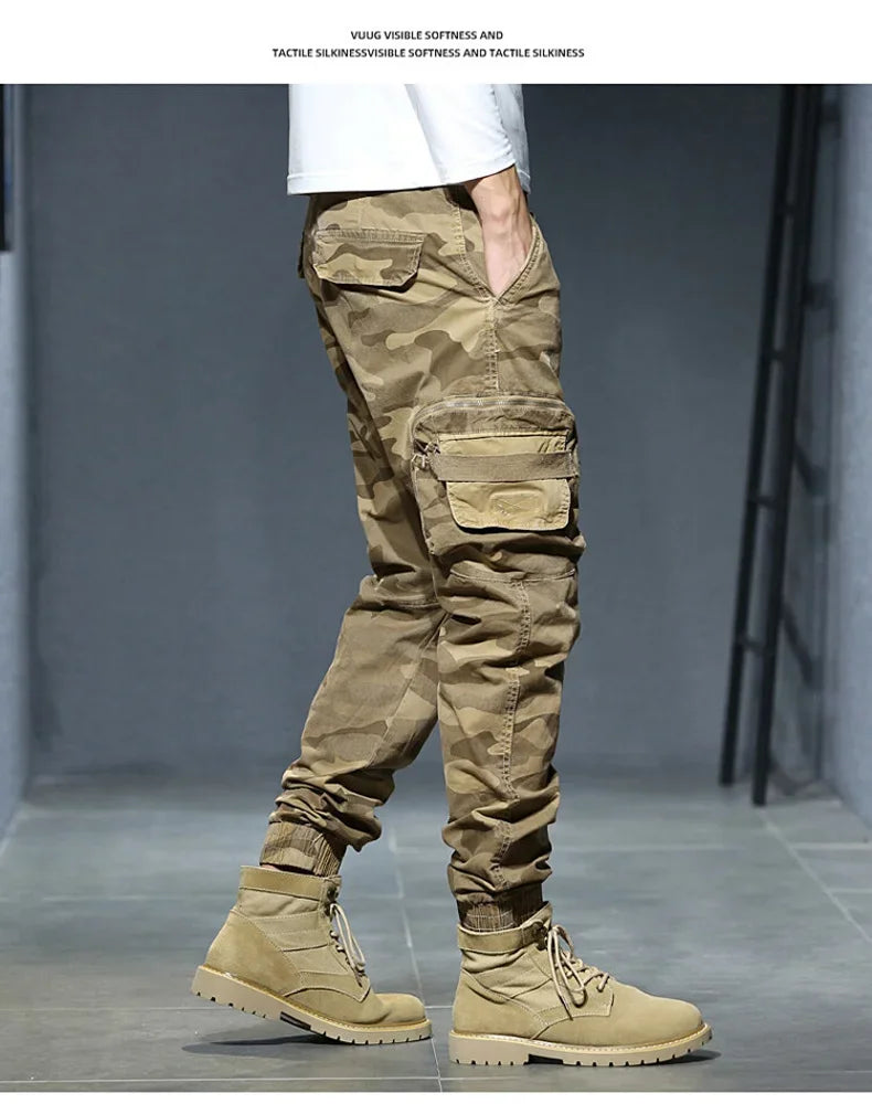 2025 Cargo Joggers Pants Men Casual Hiphop MultiPocket Male Trousers Sweatpants Streetwear Tactical Track KhakiCamouflage Pants - Premium Kiosk