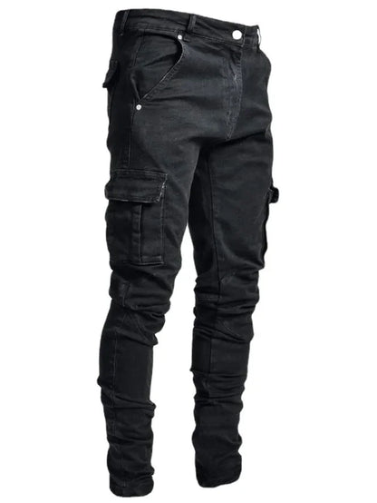 2025 Men Jeans Pencil Pants Cargo Denim Solid Ankle Length Washing Punk Mid Waist Sheath Gothic Slight Strech High Street - Premium Kiosk