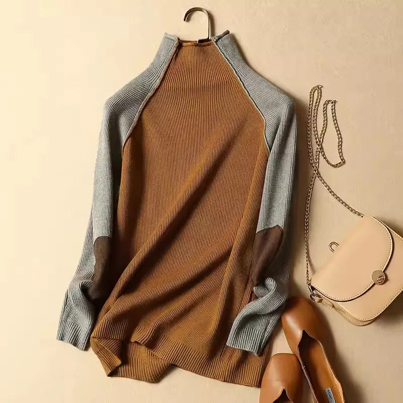 2025 New Sweater Women Half Turtleneck Thicken Pullover Knitted Sweaters Warm Knitwear Female Jumper Winter Casual Top