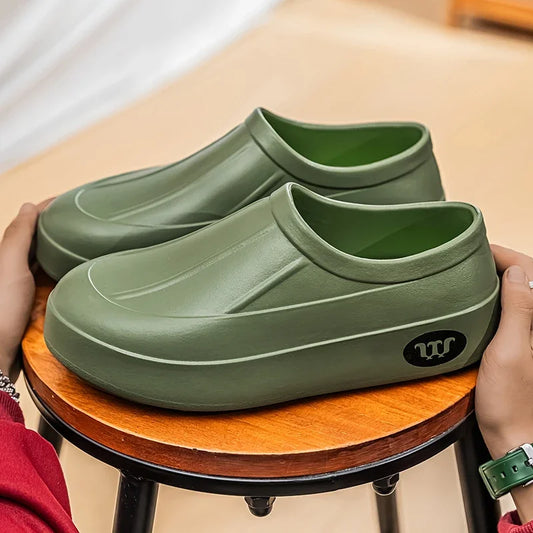 Women's Slippers Are All Season Anti Slip Waterproof Thick Soled Fashionable Simple Rain Boots for Couples Chefs Doctors Nurses - Premium Kiosk