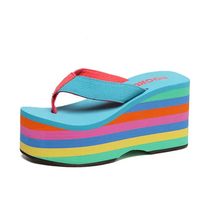 2025 Women Slippers High Heels Flip Flop Wedge Slippers Women Summer 10CM Heels Platform Slippers Flip Flops Womens Black Slides - Premium Kiosk