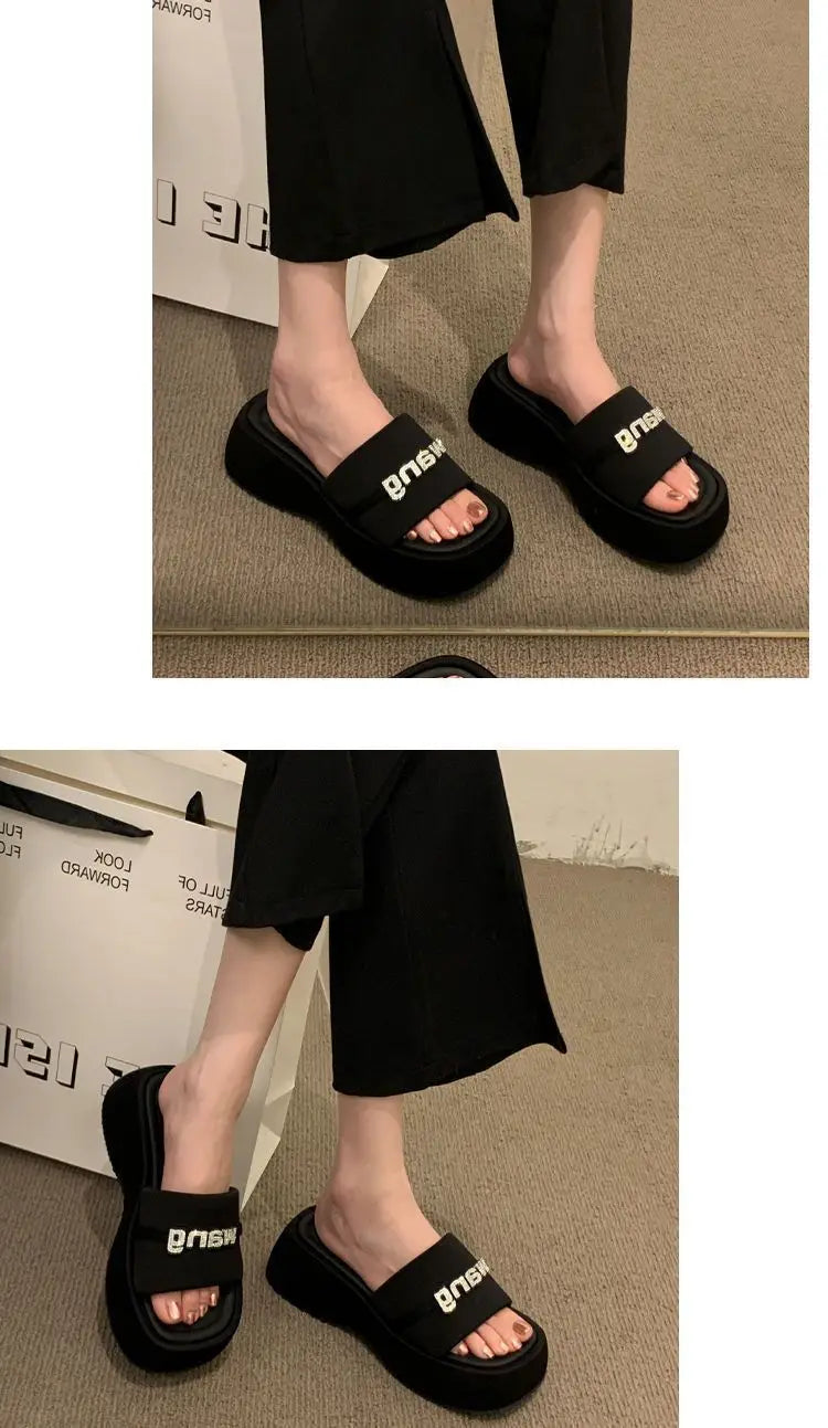 Women's Slippers 2025 New Fashion Comfortable Platform Sandals Concise Outdoor Women‘s Closed Toe Beach Muje Summer Shoes - Premium Kiosk