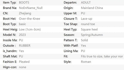 2024Shoes For Women  Knee High Boots Red Black White Tall Boots Woman Pleated Low Heel Casual Leather Female Long Shoes