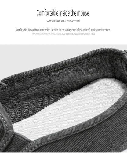 2025 Spring/summer New Style One-piece Dad's Shoes with Soft Sole, Comfortable Flat Bottom Shoes,Canvas Men's Shoes