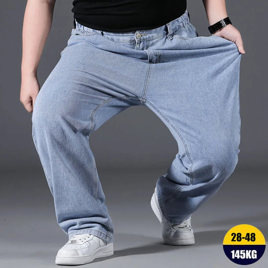 10XL Oversize Wide Legs Jeans Men Soft Cotton Cargo Jeans Plus Size Baggy Men's Trousers Fashion Streetwear Working Jeans Man - Premium Kiosk