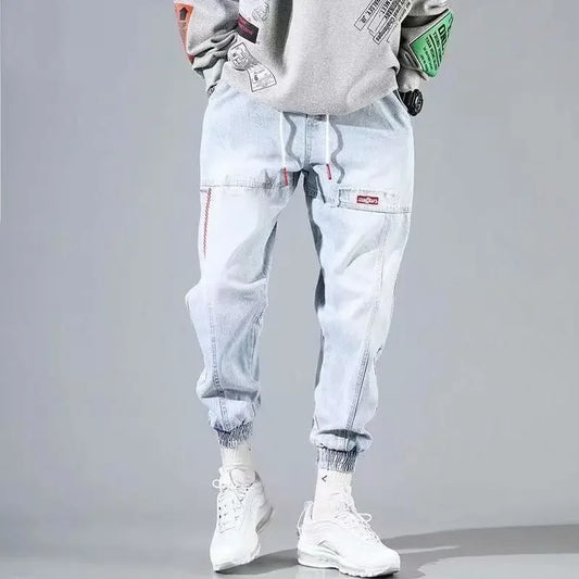 2024 New Men Streetwear Hip Hop Cargo Pants Mens Jeans Elastic Harem Joggers Pants Autumn Spring Trousers Men Clothing S-4XL - Premium Kiosk