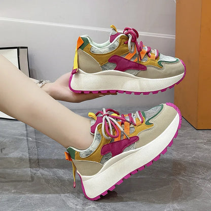 2024 New Colorblock Fashion Dad Shoes for Women Comfortable Sports Casual Shoes