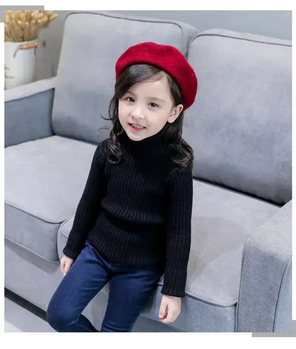 2024 New Sweater Kids Sweaters Autumn Girls Turtleneck Sweaters 1-9Yrs Baby Boys Pullover Winter Knitted Bottoming Boys Sweaters