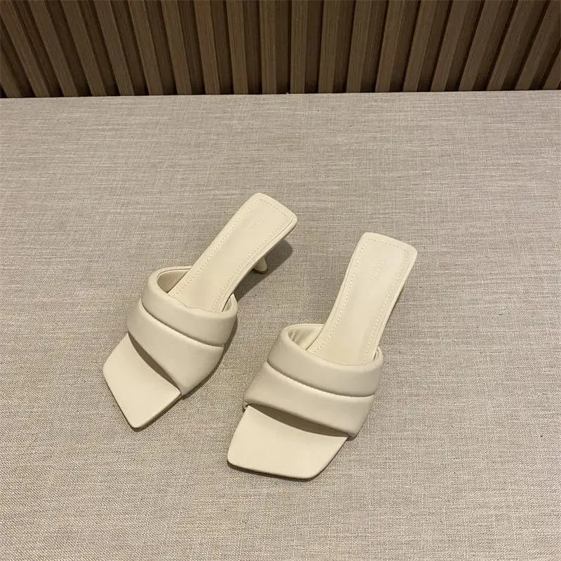 Women's Slippers 2025 New Women's Summer Fashion Open Toe Square Flip-Flops Women's High Heel Sandals for Women - Premium Kiosk