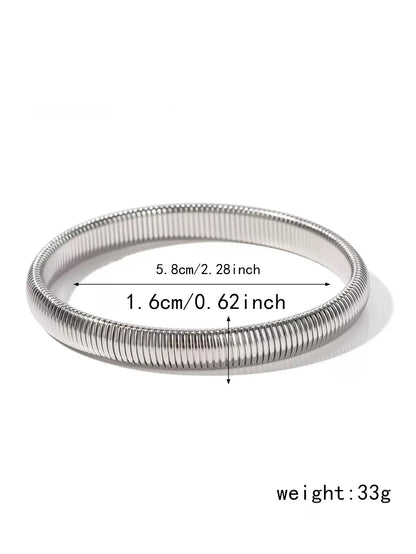Yupsk Waterproof Stainless Steel Retro Elasticity Thick Metal Polish Bracelet 18K Gold Plated Fashion Jewelry for Men Women