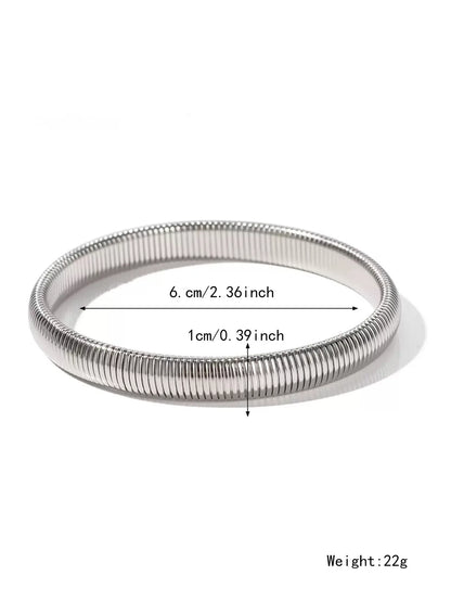 Yupsk Waterproof Stainless Steel Retro Elasticity Thick Metal Polish Bracelet 18K Gold Plated Fashion Jewelry for Men Women