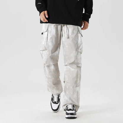 Casual Cargo Pants Man's High Waist Drawstring Baggy Pants Fashion High Street Straight Loose Workwear Trousers Trend Streetwear - Premium Kiosk