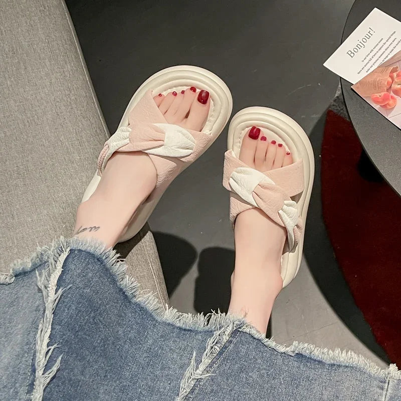 Women's Slippers Fashion Spring and Summer Outdoor Color-blocking Fashion, Versatile and Trendy Brand Flat Anti-slip Sandals - Premium Kiosk