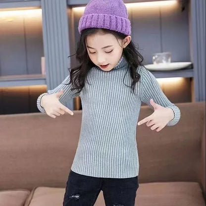 2024 New Sweater Kids Sweaters Autumn Girls Turtleneck Sweaters 1-9Yrs Baby Boys Pullover Winter Knitted Bottoming Boys Sweaters