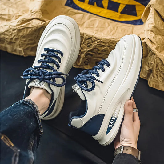 2024 New Four Seasons Leisure Sports Leather Men's Daddy Shoes Fashion Comfortable Sports Leisure Shoes Thick Sole Sneakers
