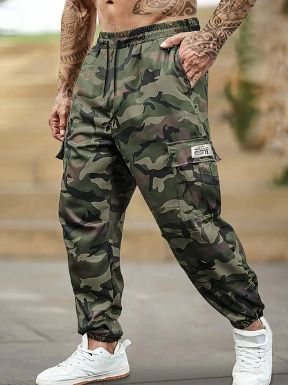 [Trendy Camo Cargo Pants] Camo Cargo Pants - Men's Trendy Casual Regular Fit Trousers With Side Pocket For Outdoor Activities - Premium Kiosk