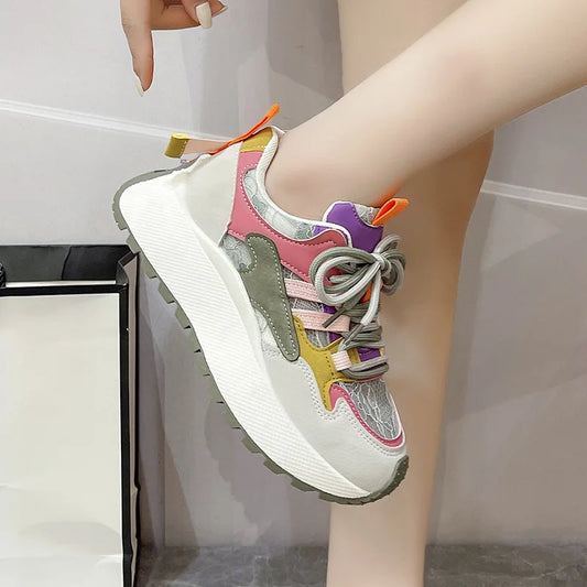 2024 New Colorblock Fashion Dad Shoes for Women Comfortable Sports Casual Shoes