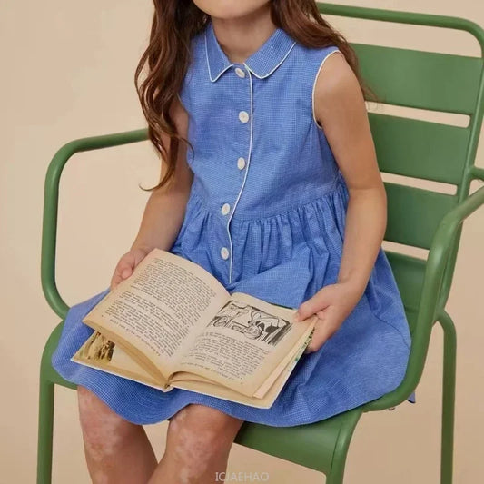 2025 New Kids Clothes Daily Wear Smocked Girls Dress Cotton ChildrenVacation Outfits Summer Casual Green Dresses  Matching