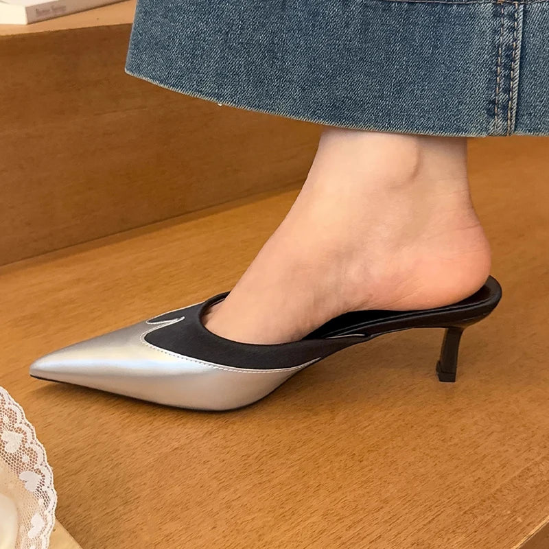 Women Slippers Pointed Toe Sexy Fashion Shoes Elegant Summer Heeled Shoes Woman 2025 Designer Luxury Pumps Dress New Shoes Lady - Premium Kiosk