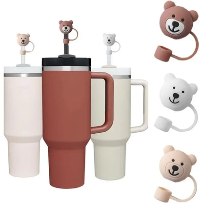 3 Pack Straw Cover for Stanley Cups,Cute bear Straw Protector Cover Compatible with Stanley 30&40oz Silicone Straw Topper Caps