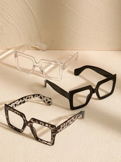 2/3/4PCS Fashion Classic Square Clear Glasses For Trendy Women Daily Life Cool Men Reading Clothing Accessories.