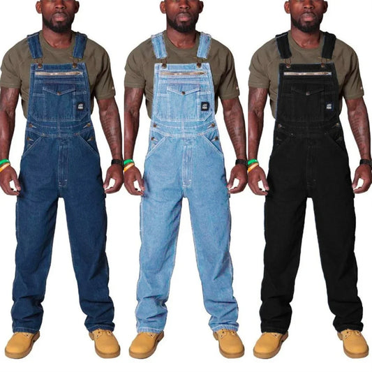 Mens Jeans Cargo Trousers Overalls for Men Fashion Denim Jumpsuit Oversized Bib Pants Men's Clothing Straight Streetwear