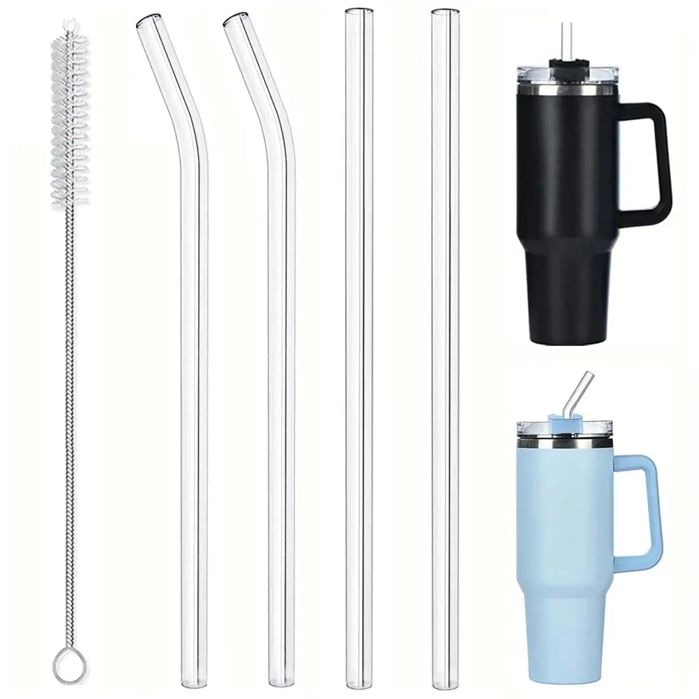 4-8pcs Reusable Straws Set for Stanley Cups 12 Inch Suitable for 20-40oz Cups Comes with Complimentary Cleaning Brushes
