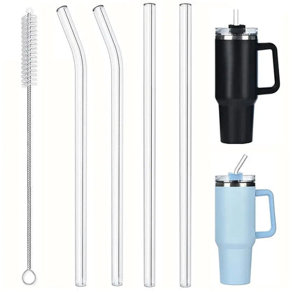 4-8pcs Reusable Straws Set for Stanley Cups 12 Inch Suitable for 20-40oz Cups Comes with Complimentary Cleaning Brushes