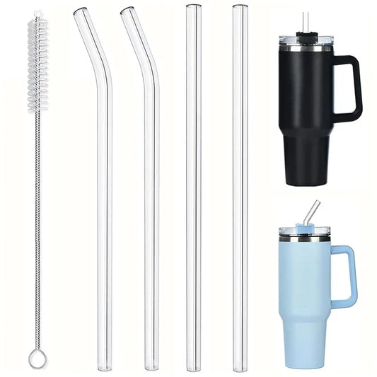 4-8pcs Reusable Straws Set for Stanley Cups 12 Inch Suitable for 20-40oz Cups Comes with Complimentary Cleaning Brushes
