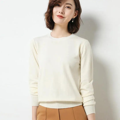 Women Sweaters 2024 O-neck Long Sleeve Autumn Winter Pullovers Fashion Korean Sweaters Bottoming Shirts Slim Knitwear Jumpers