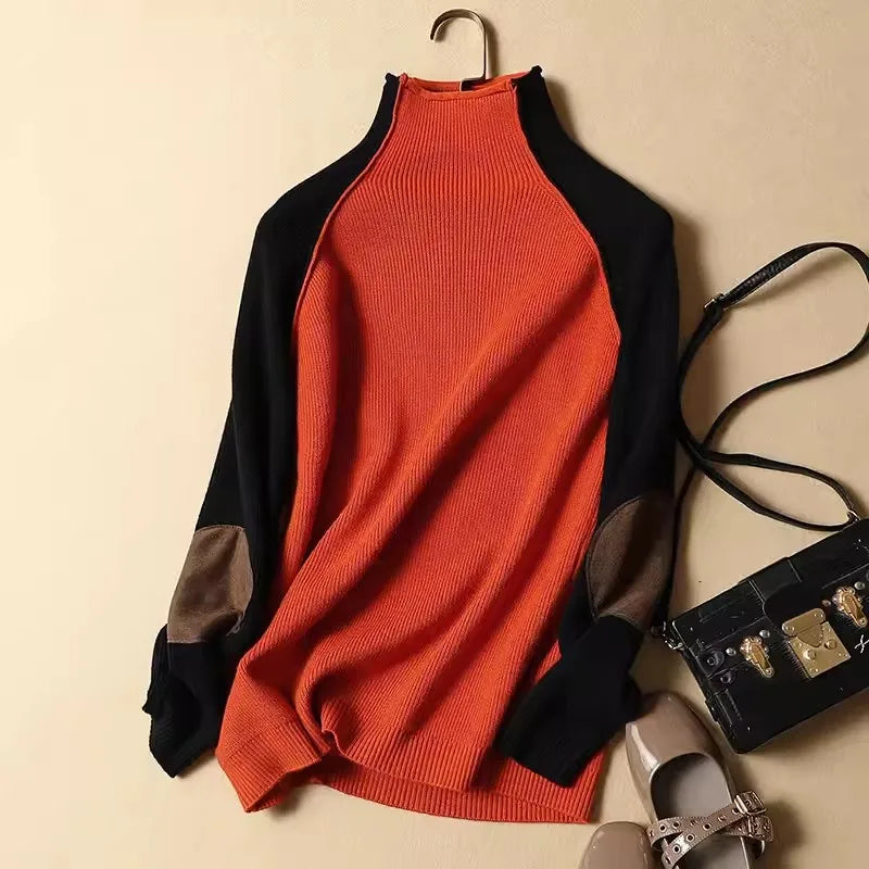 2025 New Sweater Women Half Turtleneck Thicken Pullover Knitted Sweaters Warm Knitwear Female Jumper Winter Casual Top