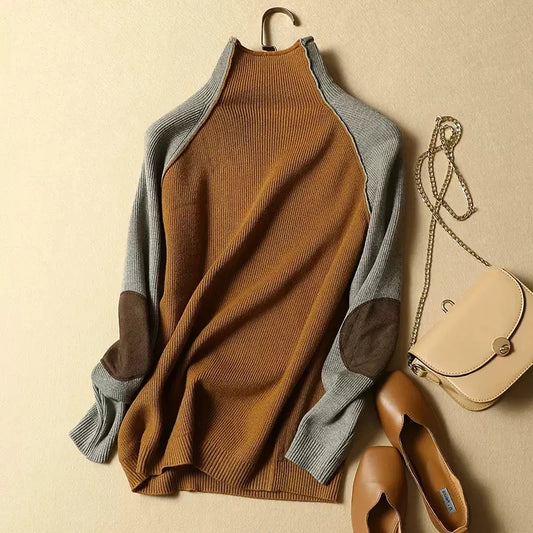 2025 New Sweater Women Half Turtleneck Thicken Pullover Knitted Sweaters Warm Knitwear Female Jumper Winter Casual Top