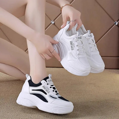 2025 new fashion dad shoes, trendy shoes, thick-soled, versatile, height-increasing, casual sports white shoes