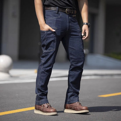 Men's Tactical Jeans Military Denim Cargo Pants Multi-pocket Elastic Casual  Work Trousers Outdoor Combat Training Hiking Pants - Premium Kiosk