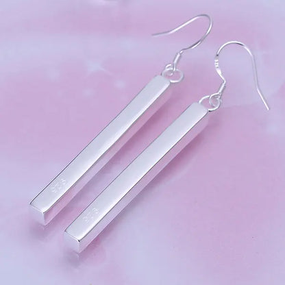 1 pair of minimalist column 925 sterling silver earrings for women Fashion Charm Wedding Party Gift Jewelry Christmas