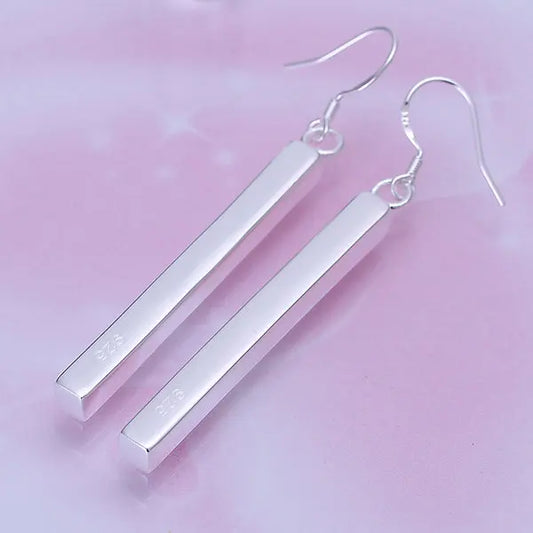 1 pair of minimalist column 925 sterling silver earrings for women Fashion Charm Wedding Party Gift Jewelry Christmas