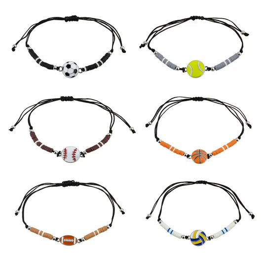 12 piece/set of personalized men's and women's bracelets for football, basketball, volleyball rugby and baseball Bracelet set