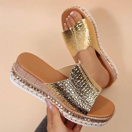 Women Platform Slippers Shoes for Women 2025 Summer Plus Size 36-43 Wedges Sandals Woman Thick Bottom Non Slip Casual Sandles